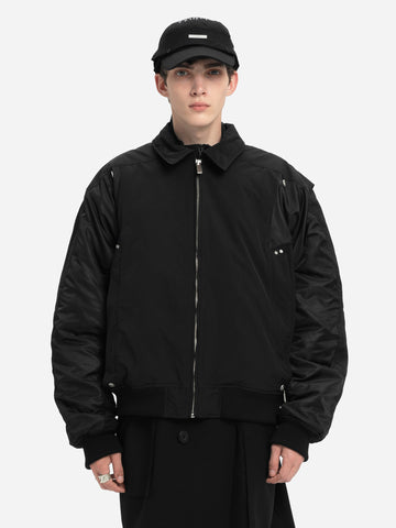 004 - Quilted Intervein Layered Bomber Jacket